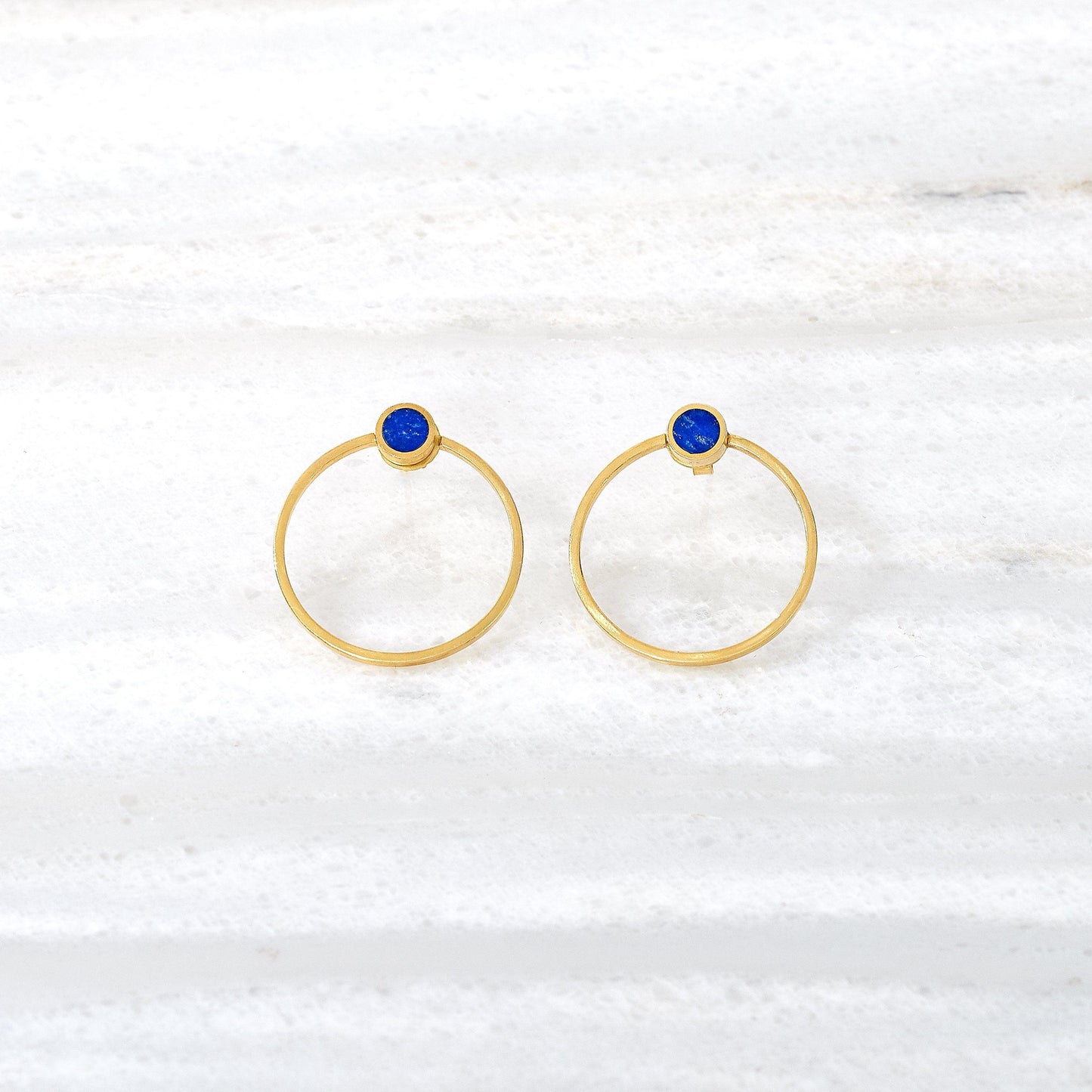 ISHKAR Lapis Lazuli Small Asman Stud Earrings in Gold