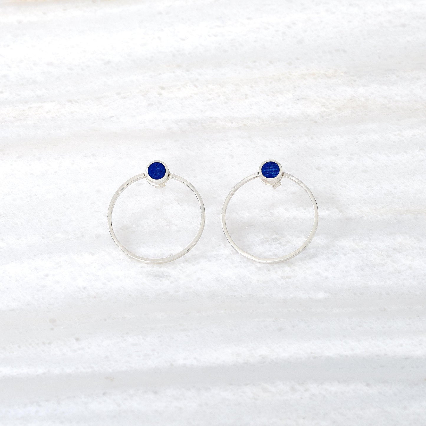 ISHKAR Lapis Lazuli Small Asman Stud Earrings in Silver