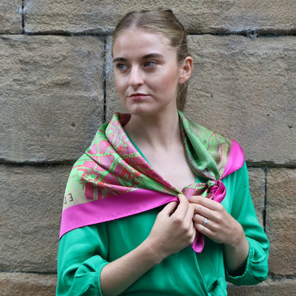 Chatterton City on Cloth Silk Scarf - Edinburgh Pink