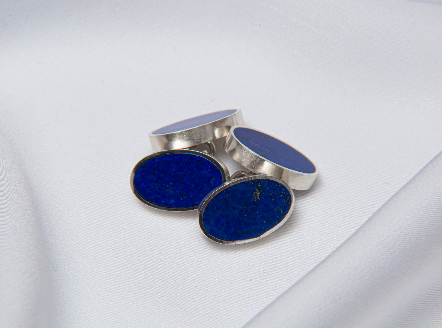 ISHKAR Lapis Lazuli Double Cufflinks in Silver