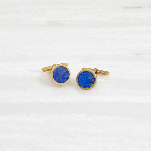 Ishkar Lapis Lazuli Single Cufflinks Dalam Emas