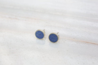 ISHKAR Lapis Lazuli Tops Stud Earrings in Silver