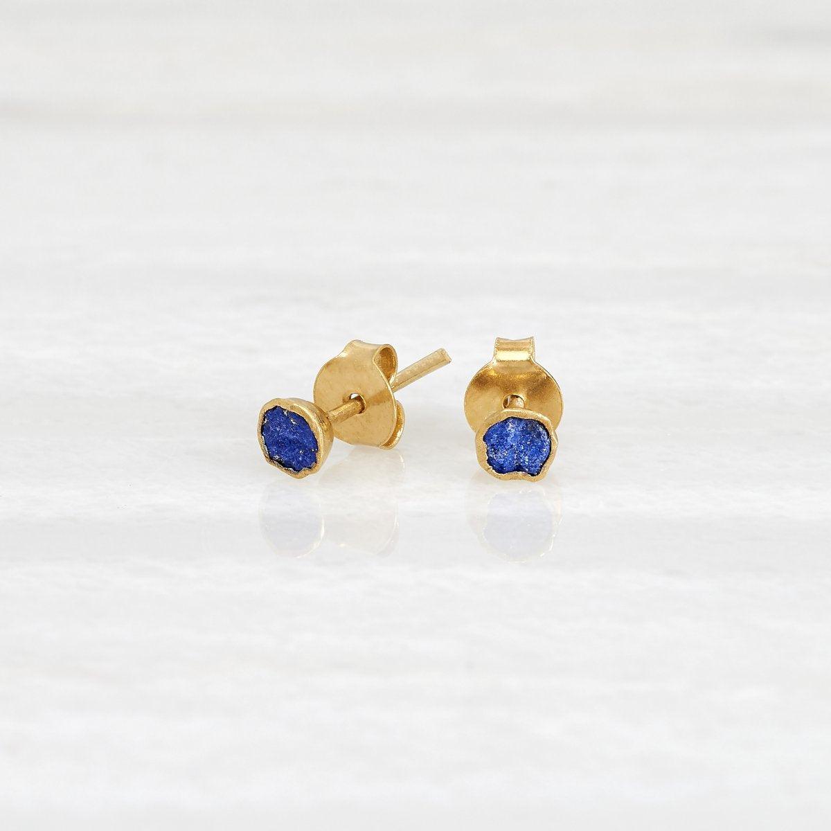 ISHKAR Lapis Lazuli Cradle Stud Earrings in Gold