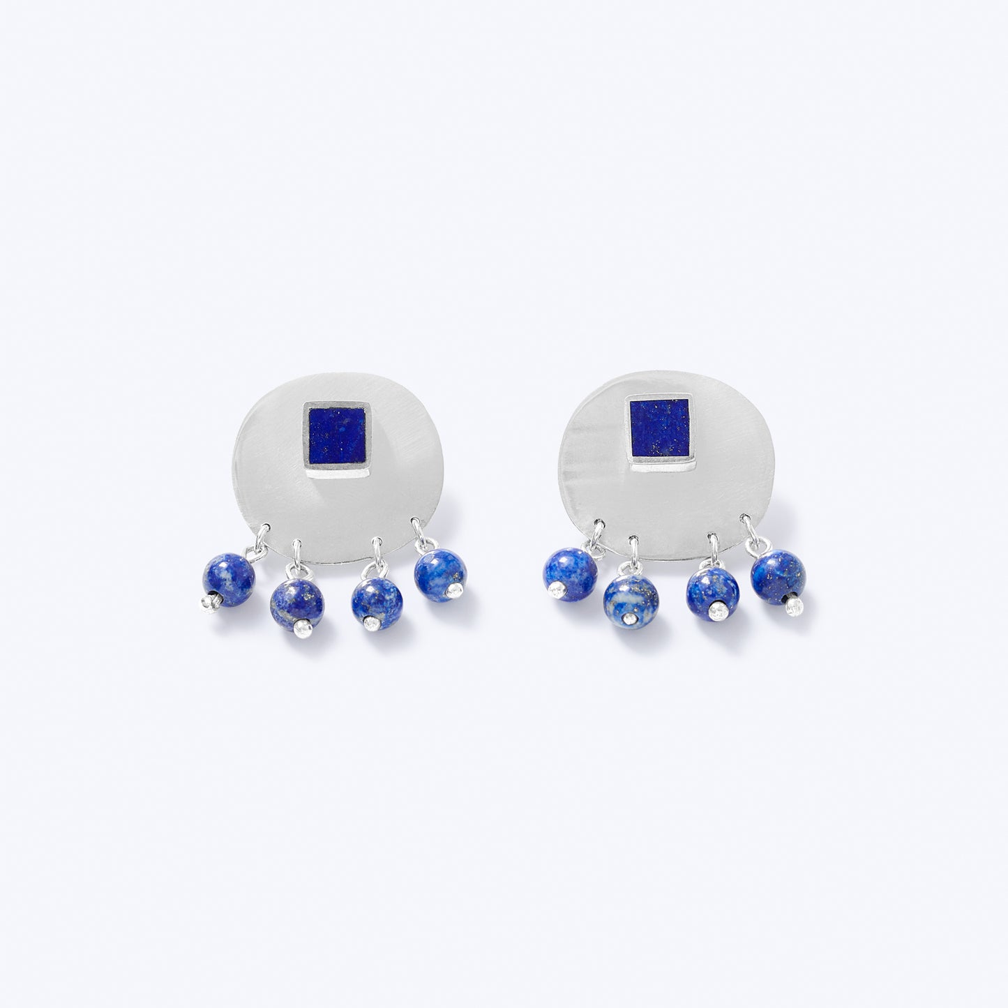 ISHKAR Lapis Lazuli Nazo Earrings in Silver