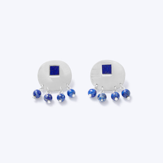 ISHKAR Lapis Lazuli Nazo Earrings in Silver