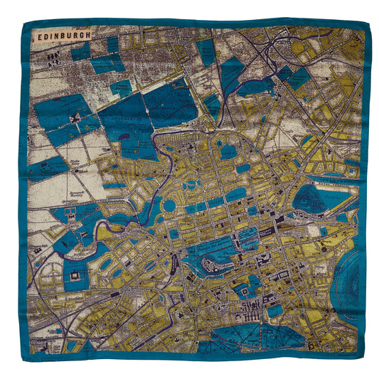 Écharpe en soie Chatterton City sur tissu - Sarcelle d'Édimbourg