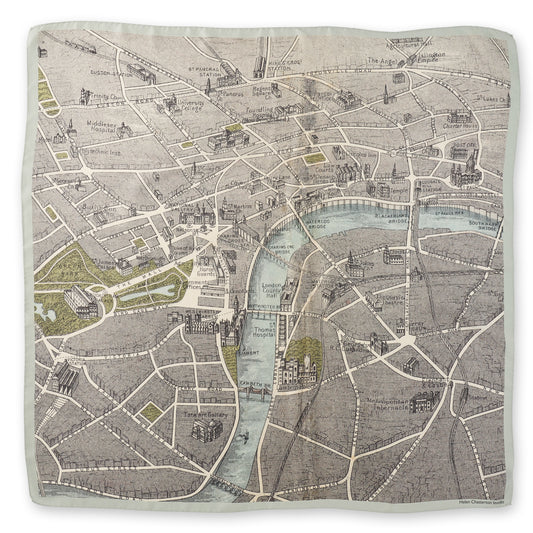 Chatterton City on Cloth Silk Scarf - London Muted