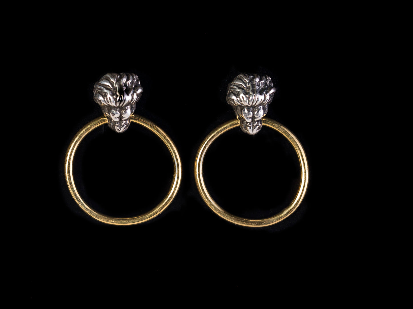 Lion Hoop Stud Earrings