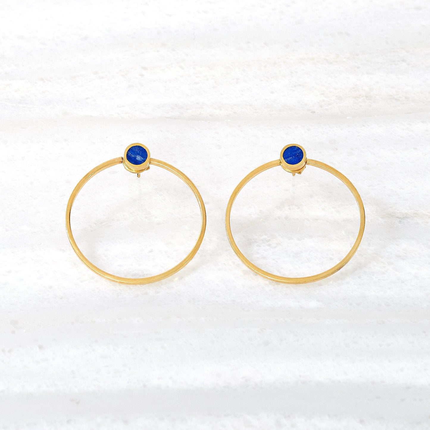 ISHKAR Lapis Lazuli Large Asman Stud Earrings in Gold