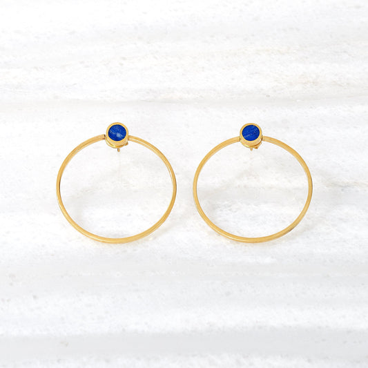 ISHKAR Grandes boucles d'oreilles à tige Asman en lapis-lazuli en or
