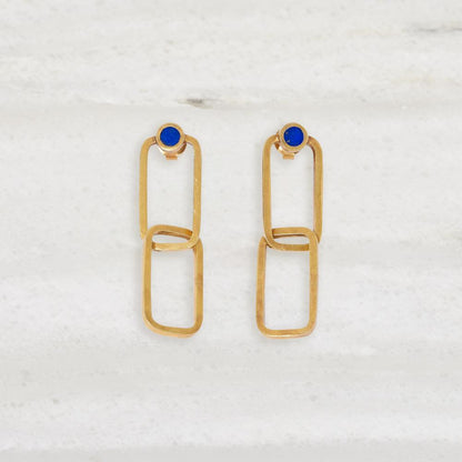ISHKAR Lapis Lazuli Link Earrings in Gold