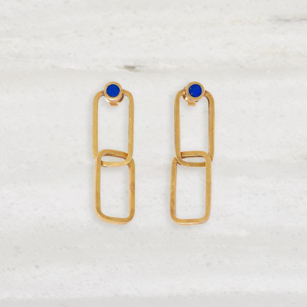 Boucles d'oreilles à maillons ISHKAR Lapis Lazuli en or