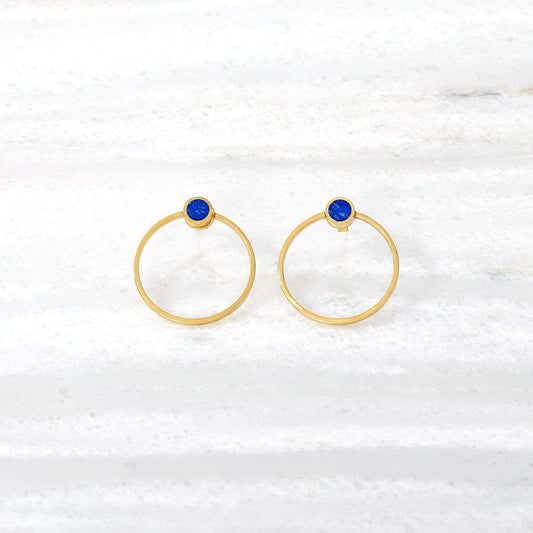 ISHKAR Petites boucles d'oreilles à tige Asman en lapis-lazuli en or