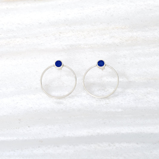 ISHKAR Petites boucles d'oreilles à tige Asman en lapis-lazuli en argent