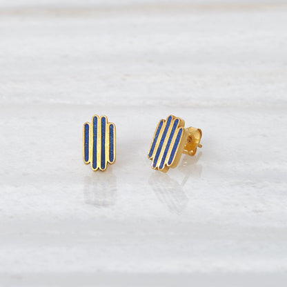 ISHKAR Lapis Lazuli Four River Stud Earrings in Gold