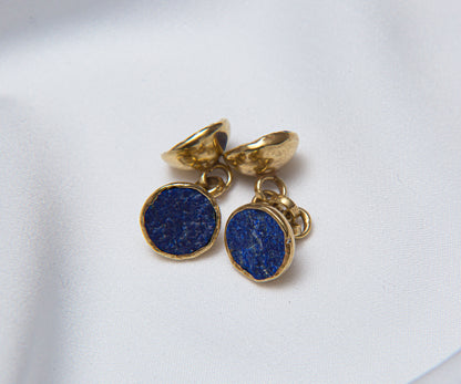 ISHKAR Lapis Lazuli Cradle Cufflinks in Gold