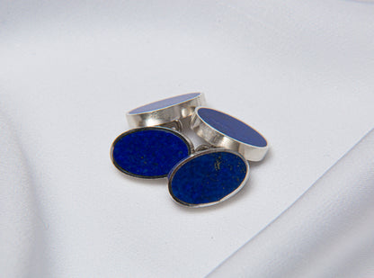 Ishkar Lapis lazuli双袖扣中的银色