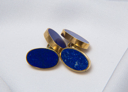 ISHKAR Lapis Lazuli Διπλά Μανικετόκουμπα σε Χρυσό